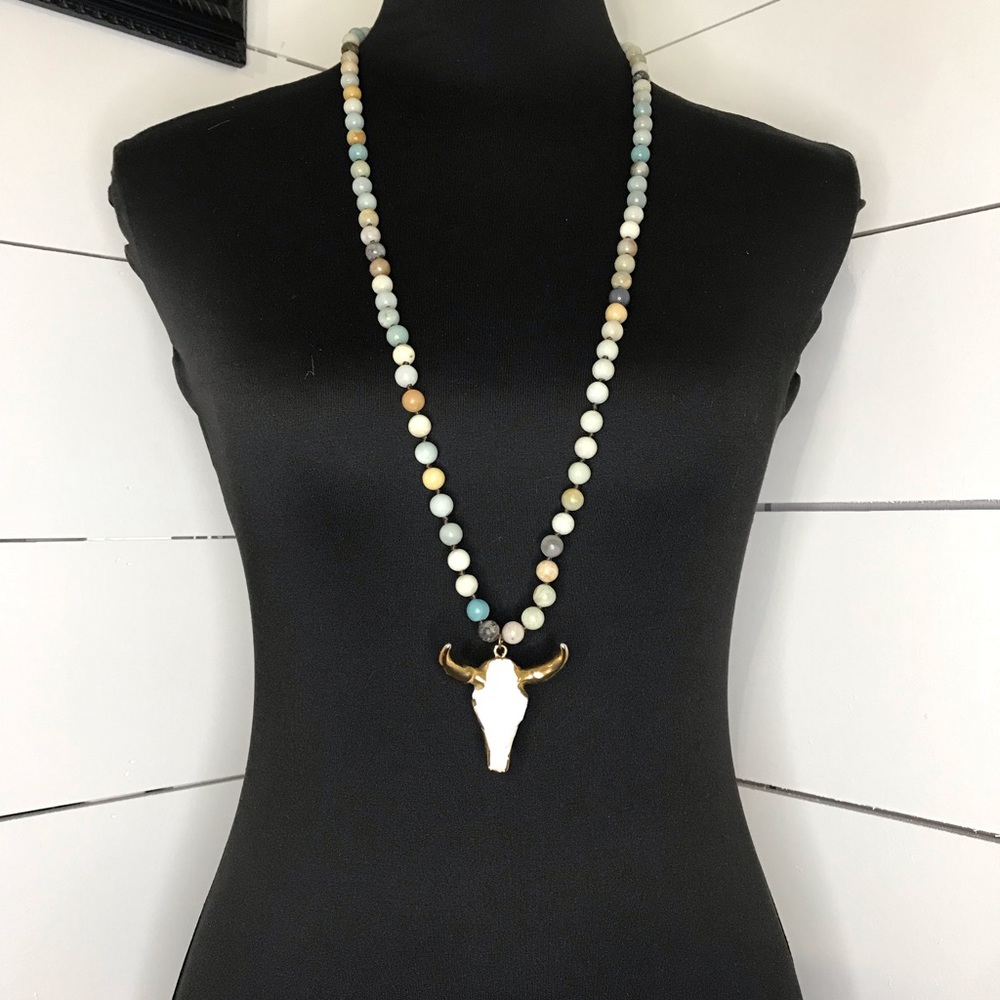 Boutique Boho Beaded Skull Necklace